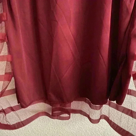 🆕Metrowear Burgundy Mesh See Through Lined Midi Skirt PXL🆕 - Picture 6 of 11